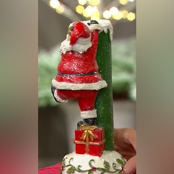 VALERIE PARR HILL Resin Santa Climbing Pillar Candle - Picture 3 of 5